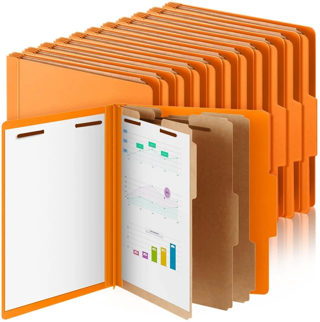Main image of 24 Pcs Classification Folder Letter Size, 3 Divider File,Orange Back to School Folder Supplies, Pressboard File with Fastener, Expanding Organizer Bulk for Teacher, Office, Employee, Staff