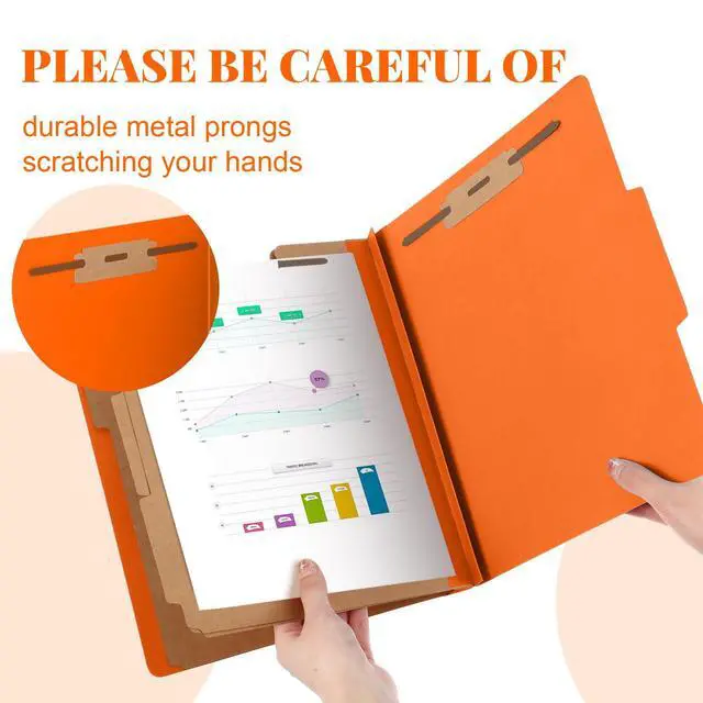 Alt view image 4 of 7 - 24 Pcs Classification Folder Letter Size, 3 Divider File,Orange Back to School Folder Supplies, Pressboard File with Fastener, Expanding Organizer Bulk for Teacher, Office, Employee, Staff