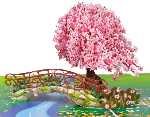 Main image of Cherry Blossom Pop Up Card, 3D Popup Flower Birthday Card 6x 8", Ideal Gift for Birthday, Mothers Day, Thank You, Anniversary, Valentines, All Occasion for Women, Wife, Mom, Sister, Grandma, Her