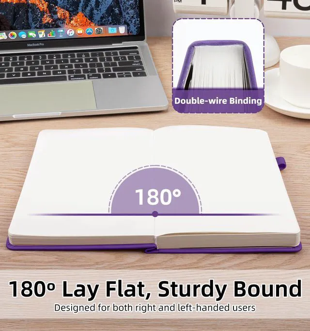 Alt view image 5 of 7 - Blank Journal Notebook 365 Pages, A5 Leather Sketch Book for Women & Men Hardcover Notebook with 100GSM Thick Paper, Sketchbook for Travel, Work, School, Note Taking