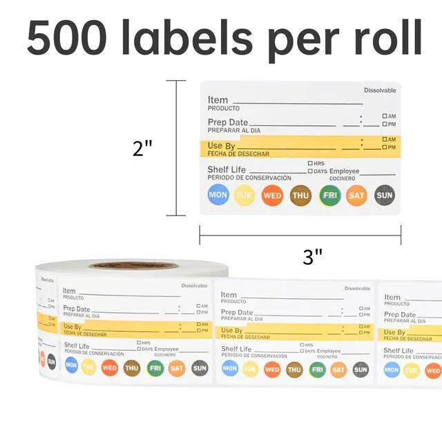 Alt view image 4 of 7 - L Liked 500 Dissolvable Food Labels 2"x3" for Food Rotation Suitable for kitchens, restaurants, food trucks, delis, grocery and fast food