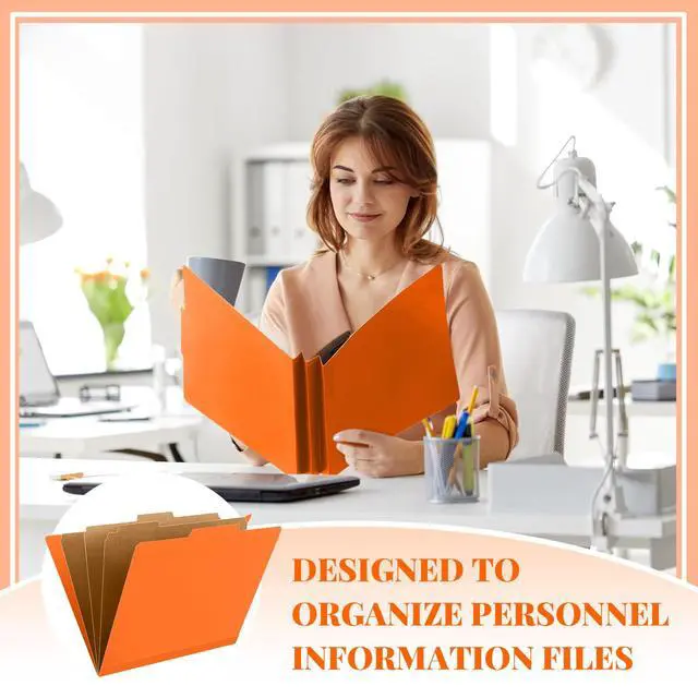 Alt view image 7 of 7 - 24 Pcs Classification Folder Letter Size, 3 Divider File,Orange Back to School Folder Supplies, Pressboard File with Fastener, Expanding Organizer Bulk for Teacher, Office, Employee, Staff
