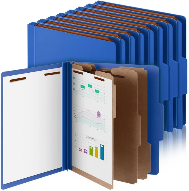 Main image of 24 Pcs Classification Folder Letter Size, 3 Divider File,Dark Blue Back to School Folder Supplies, Pressboard File with Fastener, Expanding Organizer Bulk for Teacher, Office, Employee, Staff