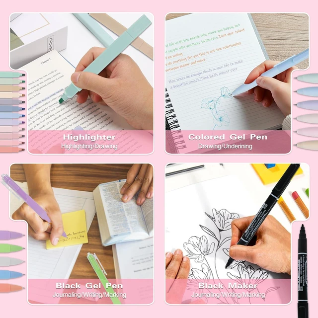 Alt view image 6 of 7 - 96-Piece Bible Study Supplies, Bible Journaling Kit for Women Bible journaling supplies with highlighters, gel pens, tabs, journal, bookmarks, stickers, washi tape, clips and pencil case