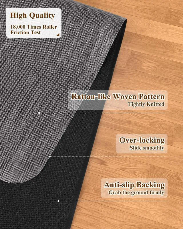 Alt view image 3 of 7 - Office Chair Mat for Hardwood Floor, 44.9" x 53.1" Non-Slip Desk Computer Chair Mat, PVC Floor Mat for Rolling Chair, Heavy Duty Wood/Tile Floor Protector Desk Rug for Home, Dark Grey