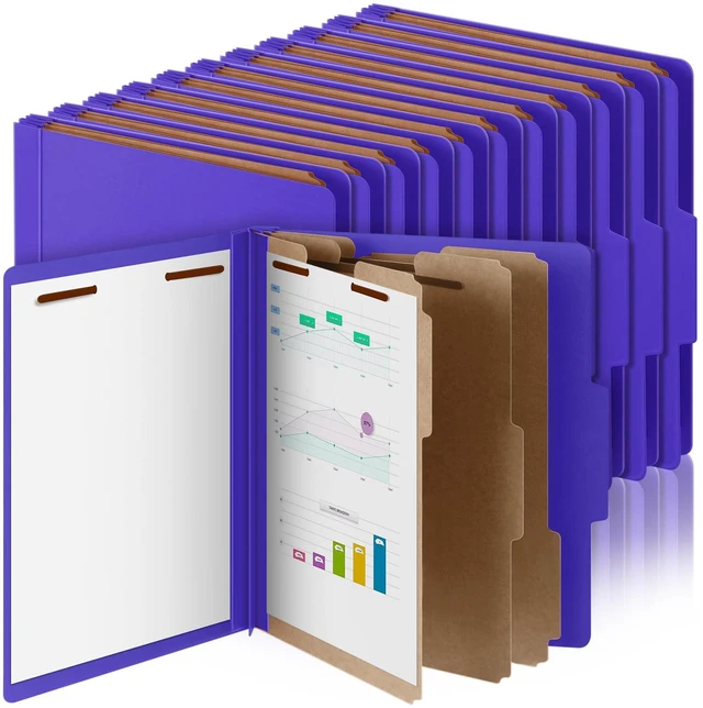 Main image of 24 Pcs Classification Folder Letter Size, 3 Divider File,Purple Back to School Folder Supplies, Pressboard File with Fastener, Expanding Organizer Bulk for Teacher, Office, Employee, Staff