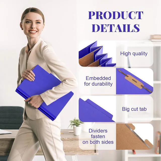 Alt view image 3 of 6 - 24 Pcs Classification Folder Letter Size, 3 Divider File,Purple Back to School Folder Supplies, Pressboard File with Fastener, Expanding Organizer Bulk for Teacher, Office, Employee, Staff