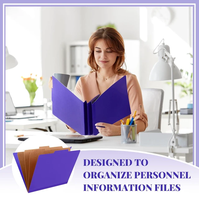 Alt view image 5 of 6 - 24 Pcs Classification Folder Letter Size, 3 Divider File,Purple Back to School Folder Supplies, Pressboard File with Fastener, Expanding Organizer Bulk for Teacher, Office, Employee, Staff