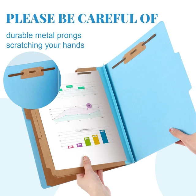Alt view image 4 of 6 - 24 Pcs Classification Folder Letter Size, 3 Divider File,Blue Back to School Folder Supplies, Pressboard File with Fastener, Expanding Organizer Bulk for Teacher, Office, Employee, Staff
