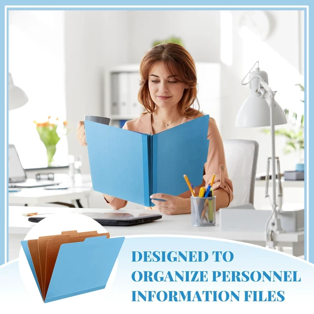 Alt view image 6 of 6 - 24 Pcs Classification Folder Letter Size, 3 Divider File,Blue Back to School Folder Supplies, Pressboard File with Fastener, Expanding Organizer Bulk for Teacher, Office, Employee, Staff