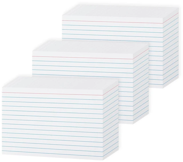 Main image of 240GSM/90LB 4x6 Heavy Weight Lined Note Cards White 300 Pack White Index Cards 4 x 6 Single Sided Ruled Flashcards for Studying, Note Taking and To Do List