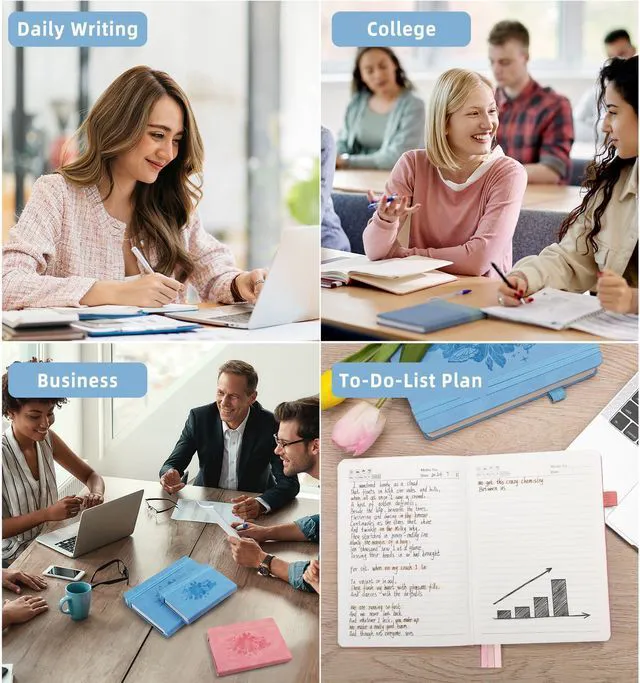 Alt view image 7 of 7 - Lined Journal Notebook 365 Pages, A5 Leather Journals for Writing Women Men Hardcover Notebook with 100GSM Thick Paper, Daily Journal Notebook for Travel, Work, School, Note Taking, College Ruled