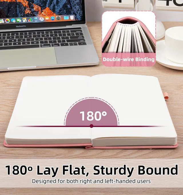 Alt view image 5 of 7 - Blank Journal Notebook 365 Pages, A5 Leather Sketch Book for Women & Men Hardcover Notebook with 100GSM Thick Paper, Sketchbook for Travel, Work, School, Note Taking