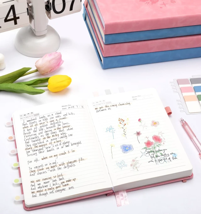 Alt view image 3 of 7 - Lined Journal Notebook 365 Pages, A5 Leather Journals for Writing Women Men Hardcover Notebook with 100GSM Thick Paper, Daily Journal Notebook for Travel, Work, School, Note Taking, College Ruled