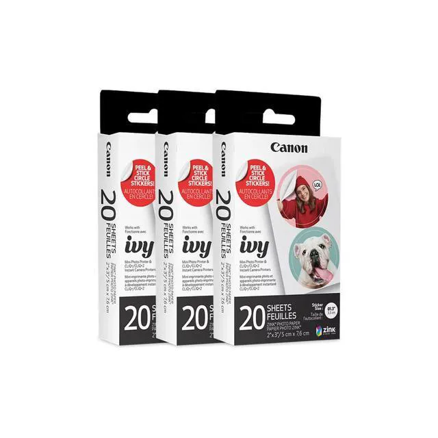 Alt view image 2 of 7 - Ivy Zink Pre-Cut Circle Sticker Paper 20 Sheets Pack (Pack of 3) Compatible with Ivy Mini Photo Printer and CLIQ+/CLIQ+2