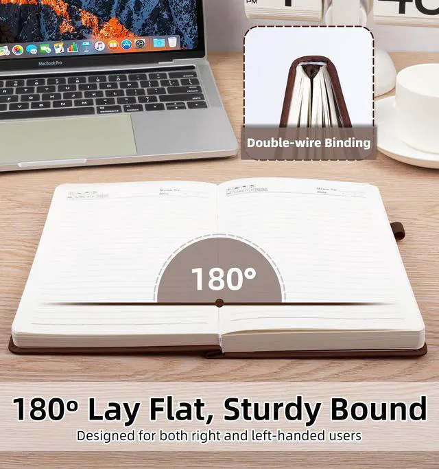 Alt view image 5 of 7 - Lined Journal Notebook 365 Pages, A5 Leather Journals for Writing Women Men Hardcover Notebook with 100GSM Thick Paper, Daily Journal Notebook for Travel, Work, School, Note Taking, College Ruled