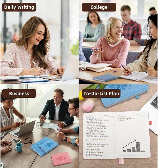Alt view image 7 of 7 - Lined Journal Notebook 365 Pages, A5 Leather Journals for Writing Women Men Hardcover Notebook with 100GSM Thick Paper, Daily Journal Notebook for Travel, Work, School, Note Taking, College Ruled