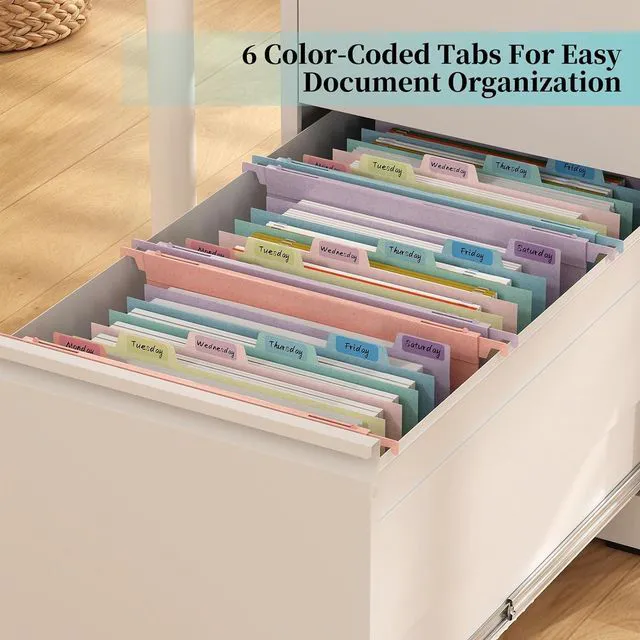 Alt view image 4 of 7 - Expanding Hanging File Folders for Filing Cabinet, 7 Accordion Pockets Filing Cabinet Organizer, 1.2'' Expandable, Multi-Color Tabs, Letter Size, 50% Wheat Straw, 3 Pack (Pastel Blue)