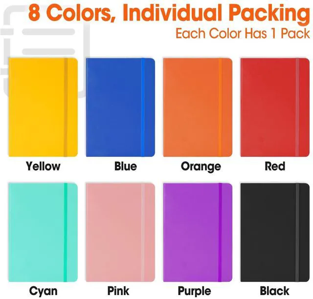 Alt view image 3 of 7 - 8 Pack Lined Journal Notebook for Work, A5 Hardcover (5.5" x 8.3"), 8 Colors 136 Pages Medium College Ruled Notebook Bulk, for Writing, Note Taking, Business Work School Home