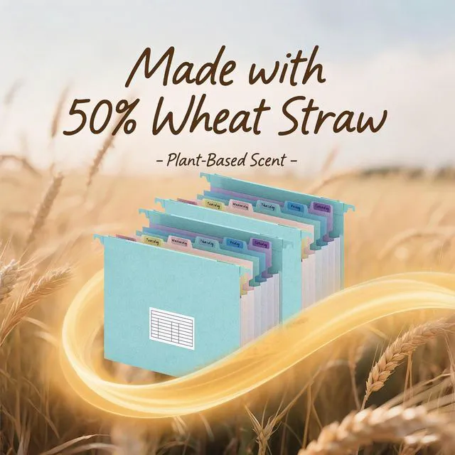 Alt view image 6 of 7 - Expanding Hanging File Folders for Filing Cabinet, 7 Accordion Pockets Filing Cabinet Organizer, 1.2'' Expandable, Multi-Color Tabs, Letter Size, 50% Wheat Straw, 3 Pack (Pastel Blue)