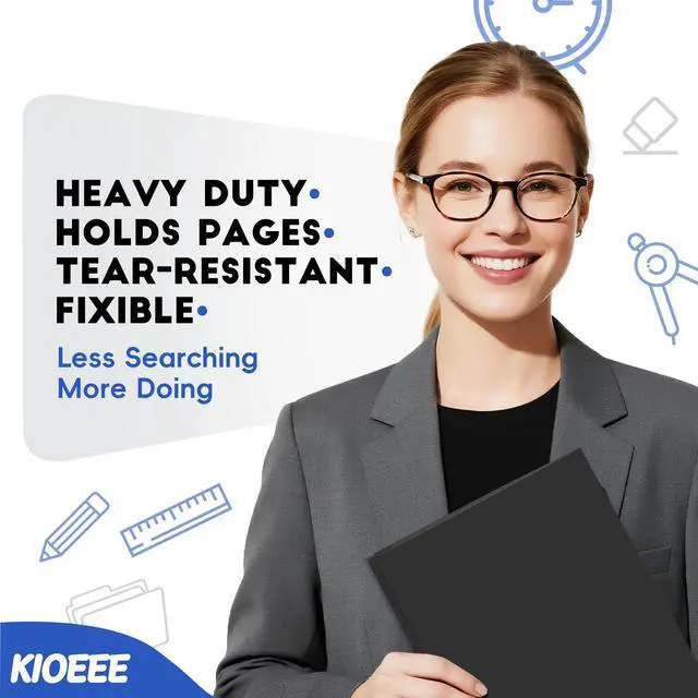 Alt view image 2 of 7 - 24 Pcs Plastic Folders with Pockets and Prongs (Black),Fit Letter Size Paper,Business Card Slot,2-Pocket Folder for School Office or Home,Durable Acid-Free Poly,Back to School Supplies Bulk