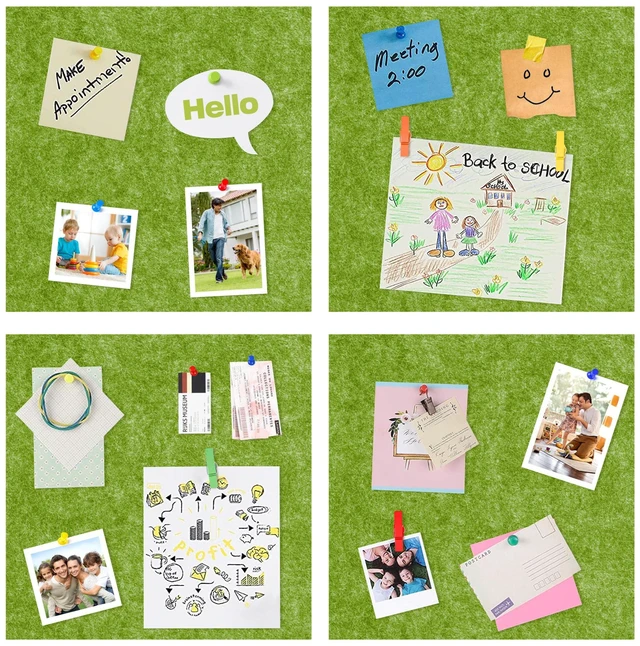 Alt view image 4 of 7 - Cork Bulletin Board 12x12, 1/2" Thick Felt Cork Board Tiles 12 Pack, Small Square Pin Board for Wall, Self Adhesive Corkboards with 120 Push Pin Wood Clips for School, Home & Office, Green