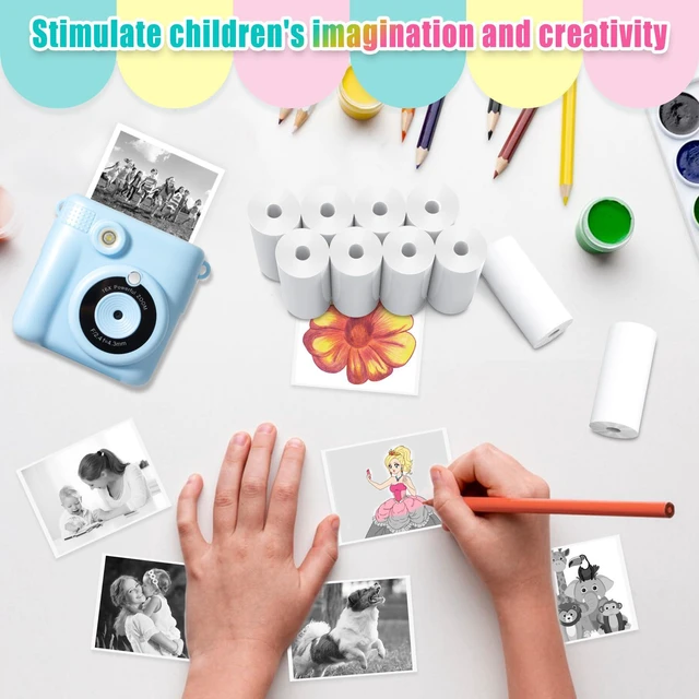 Alt view image 4 of 7 - 20 Rolls Instant Print Camera for Kids Refill Print Paper - Thermal Print Paper Rolls Photo Print HD Printing for Most Kids Instant Camera(White)