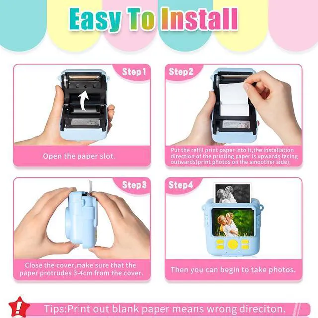 Alt view image 7 of 7 - 16 Rolls Instant Print Camera for Kids Refill Print Paper - Thermal Print Paper Rolls Photo Print HD Printing for Most Kids Instant Camera(White)
