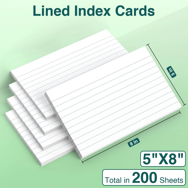 Alt view image 2 of 6 - Index Cards 5x8, 200 Sheets, Ruled White Flash Cards for Effective Studying and Note-Taking, Premium Note Cards, Essential School Supplies for College & Office, Home Organization & Study Supplies