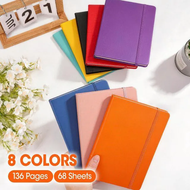Alt view image 7 of 7 - 8 Pack Lined Journal Notebook for Work, A5 Hardcover (5.5" x 8.3"), 8 Colors 136 Pages Medium College Ruled Notebook Bulk, for Writing, Note Taking, Business Work School Home