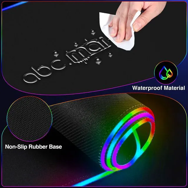Alt view image 6 of 7 - RGB Gaming Mouse Pad with Magnetic Wireless Charging & Foldable Phone Stand 31.5"x15.8" XXL Large LED Mousepad with Stitched Edges, Ultra-Smooth Waterproof Surface, 25 Lighting Effects, Non-Slip Base