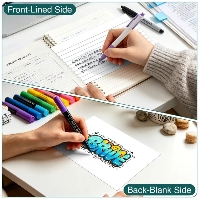 Alt view image 5 of 6 - Index Cards 5x8, 200 Sheets, Ruled White Flash Cards for Effective Studying and Note-Taking, Premium Note Cards, Essential School Supplies for College & Office, Home Organization & Study Supplies