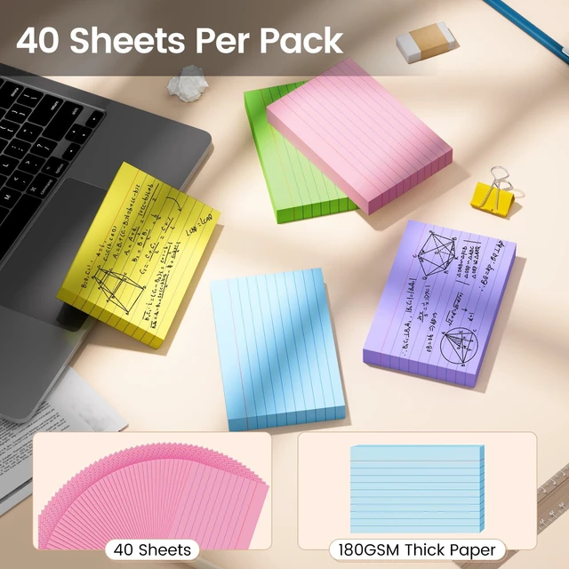 Alt view image 4 of 6 - Index Cards 4x6, 400 Sheets, Ruled Color Flash Cards Premium Note Cards 4x6 4x6 Cards for Effective Studying and Note Taking, Essential for School, College & Office, Home Organization & Study Supplies