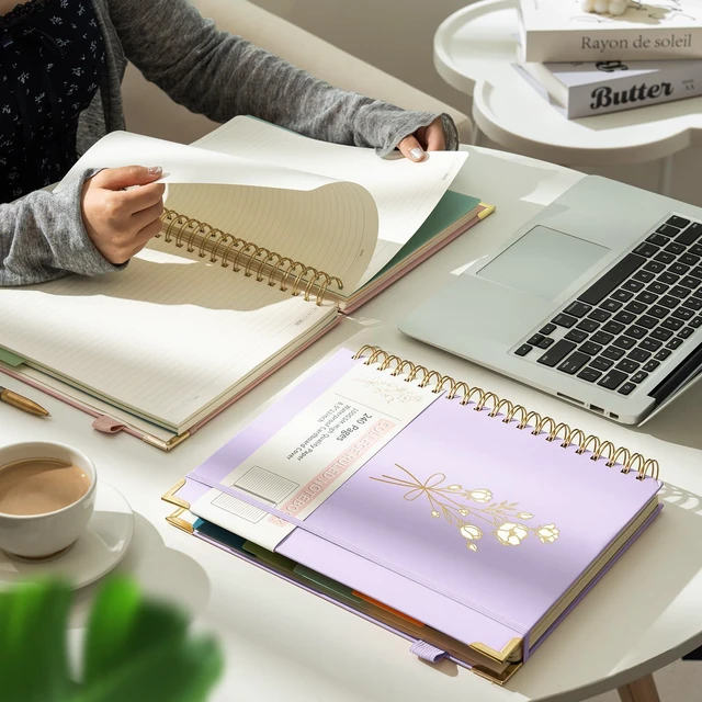 Alt view image 2 of 7 - 5-Subject Hardcover Spiral Notebook, 8.5" x 11", College Ruled 240 college-ruled pages, 100 GSM paper, 5 removable dividers, inner pocket and protective metal corners