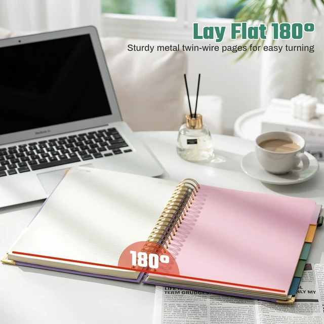 Alt view image 5 of 7 - 5-Subject Hardcover Spiral Notebook, 8.5" x 11", College Ruled 240 college-ruled pages, 100 GSM paper, 5 removable dividers, inner pocket and protective metal corners