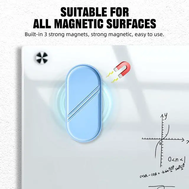 Alt view image 5 of 7 - Dry Erase Board Eraser, Magnetic Detachable Whiteboard Eraser 2-Pack, White Board Erasers for Classroom, Glass Board Cleaner, Dry Erase Marker Eraser for Office School Home (Blue)