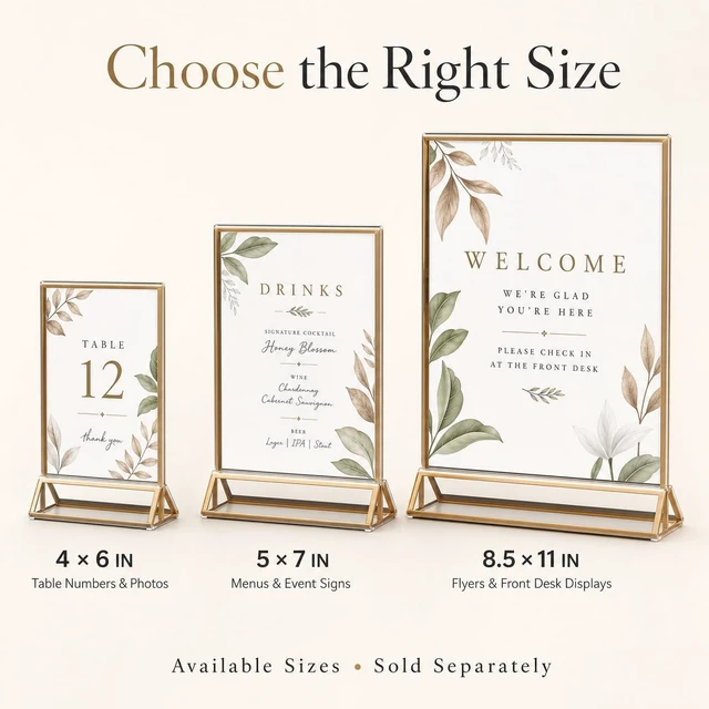 Alt view image 2 of 7 - 14 Pack Acrylic Sign Holder 8.5x11 Gold Frames, Wedding Table Number Holders Double Sided Vertical Clear Display Stand, Picture Holders for Tables, Menus, Flyers, Party and Office Decor