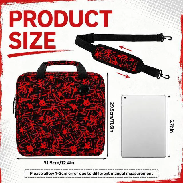Alt view image 2 of 6 - Zipper Binder Folder Keeper with Strap 2", 3 Ring, Red, Lightning Dark Red Black, Multi-Pocket Zipper Bag, Fabric, 13" Laptop 5-Tab Expanding File Folder, Women Men, Office Middle High School