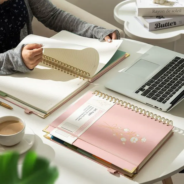 Alt view image 2 of 7 - 5-Subject Hardcover Spiral Notebook, 8.5" x 11", College Ruled 240 college-ruled pages, 100 GSM paper, 5 removable dividers, inner pocket and protective metal corners