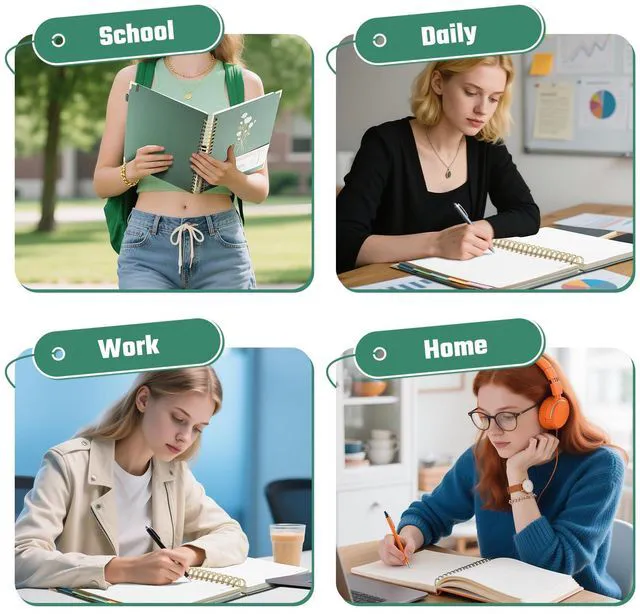 Alt view image 7 of 7 - 5-Subject Hardcover Spiral Notebook, 8.5" x 11", College Ruled 240 college-ruled pages, 100 GSM paper, 5 removable dividers, inner pocket and protective metal corners