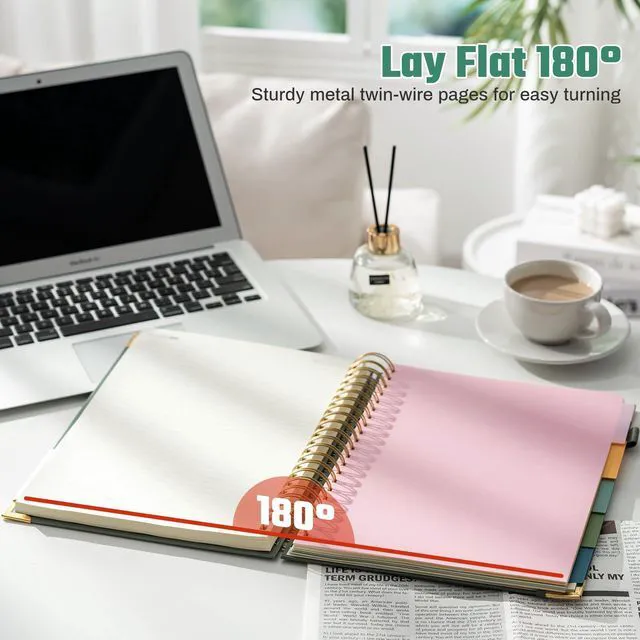 Alt view image 5 of 7 - 5-Subject Hardcover Spiral Notebook, 8.5" x 11", College Ruled 240 college-ruled pages, 100 GSM paper, 5 removable dividers, inner pocket and protective metal corners