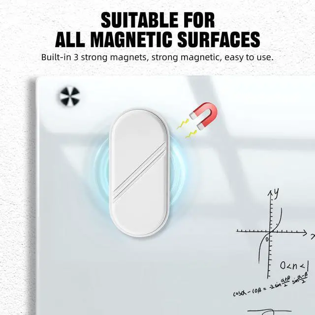 Alt view image 5 of 7 - Dry Erase Board Eraser, Magnetic Detachable Whiteboard Eraser 2-Pack, White Board Erasers for Classroom, Glass Board Cleaner, Dry Erase Marker Eraser for Office School Home (White)
