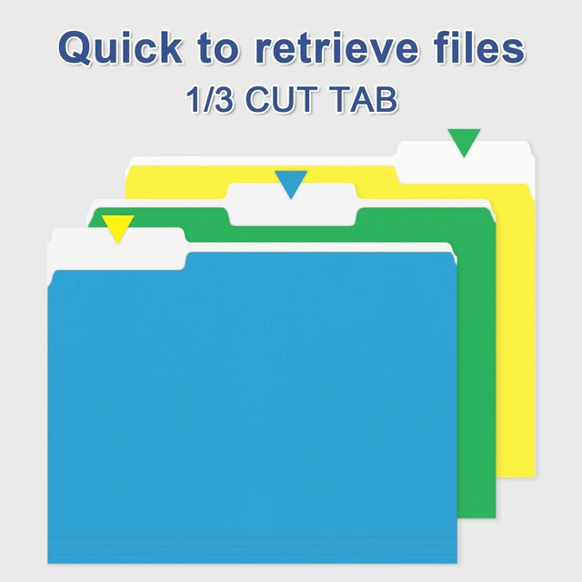 Alt view image 3 of 7 - Colored File Folders, 220 Pack 1/3 Cut Tab File Folder, 6 Colors Colored Manila Folder With Tabs for Filing and Organization, Letter Size, 1/3 Cut Tab, Sturdy with Tabs for Office Classroom