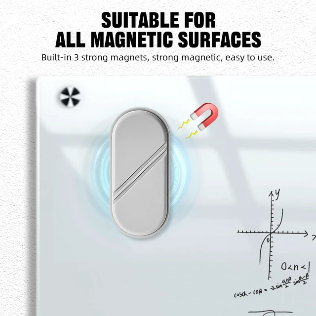 Alt view image 5 of 7 - Dry Erase Board Eraser, Magnetic Detachable Whiteboard Eraser 2-Pack, White Board Erasers for Classroom, Glass Board Cleaner, Dry Erase Marker Eraser for Office School Home (Gray)
