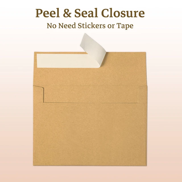 Alt view image 4 of 7 - 100 Pack Brown Kraft Blank Cards and Envelopes 5x7 A7 Envelopes Self Seal with Folded Brown Cardstock 5x7 for Invitations, Wedding, Birthday & All Occasions