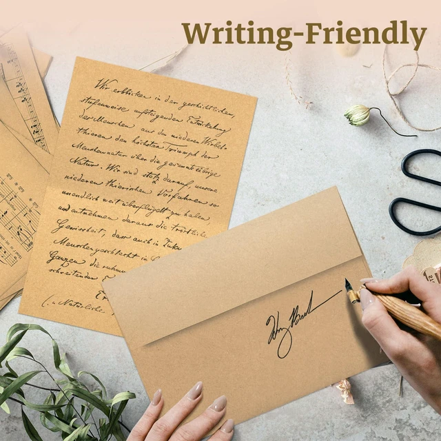 Alt view image 6 of 7 - 100 Pack Brown Kraft Blank Cards and Envelopes 5x7 A7 Envelopes Self Seal with Folded Brown Cardstock 5x7 for Invitations, Wedding, Birthday & All Occasions