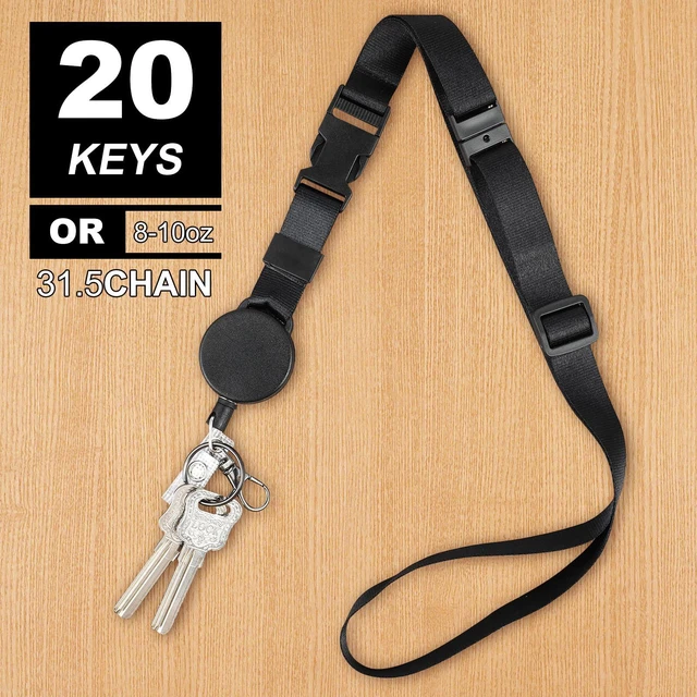 Alt view image 6 of 6 - Heavy Duty Retractable Lanyard - 2 Pack Breakaway Lanyards for ID Badges Keys, Retractable Keychain with Upgraded Badge Reel, Lobster Clip, and Key Ring, 10 oz Retraction