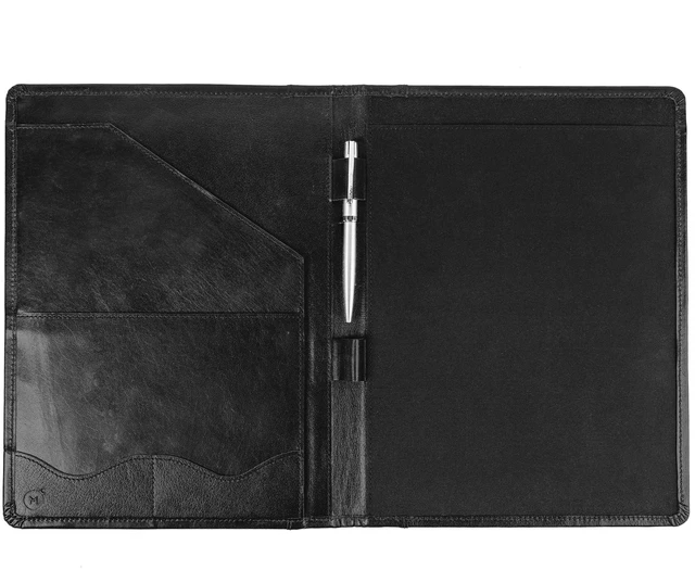 Main image of Leather Portfolio Professional Organizer Padfolio Resume Folder with Luxury Pen, Stylish Document Folio for Letter Size Writing Pad with Business Card Holder, Ideal Gift Portfolios for Men and Women