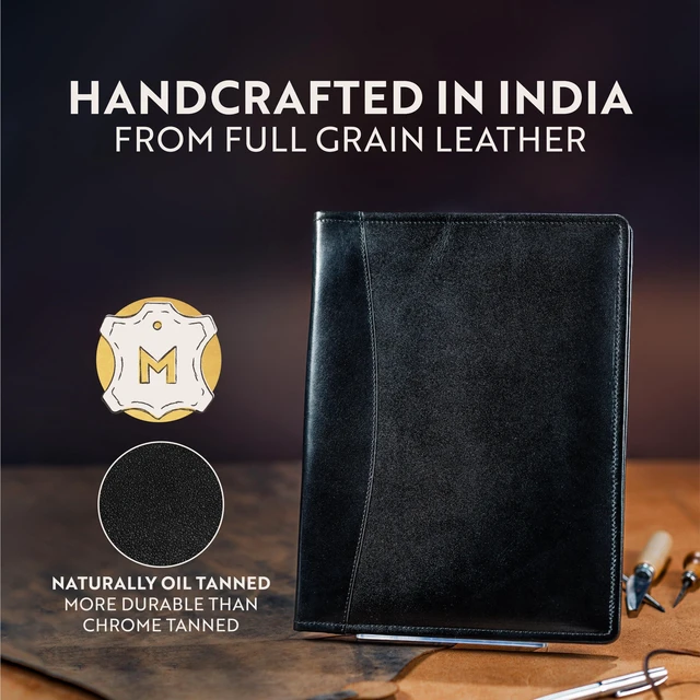 Alt view image 5 of 7 - Leather Portfolio Professional Organizer Padfolio Resume Folder with Luxury Pen, Stylish Document Folio for Letter Size Writing Pad with Business Card Holder, Ideal Gift Portfolios for Men and Women