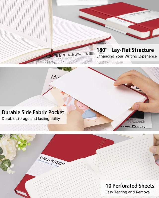 Alt view image 3 of 7 - Hardcover Journal Notebooks, 10 Packs A5 Lined Journals Bulk for Writing 200 Pages/100Sheets, 8.4 x 5.8 inch, Classic Ruled Notebook for Work/Travel/College/Note Taking(Red)
